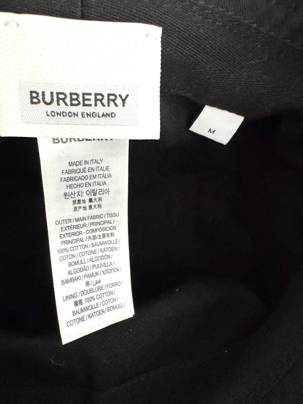 BURBERRY Black Cotton Bucket Hat Size M Fits Small Authenticated COA Included - Picture 5 of 7